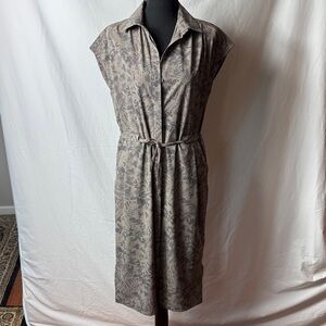 REI Taupe Floral Midi Dress